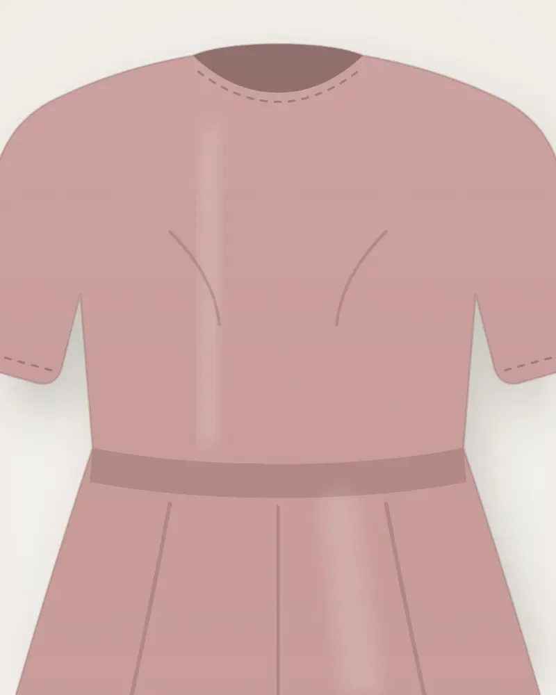 Dress Midi Harian, Dusty pink, tampak dekat