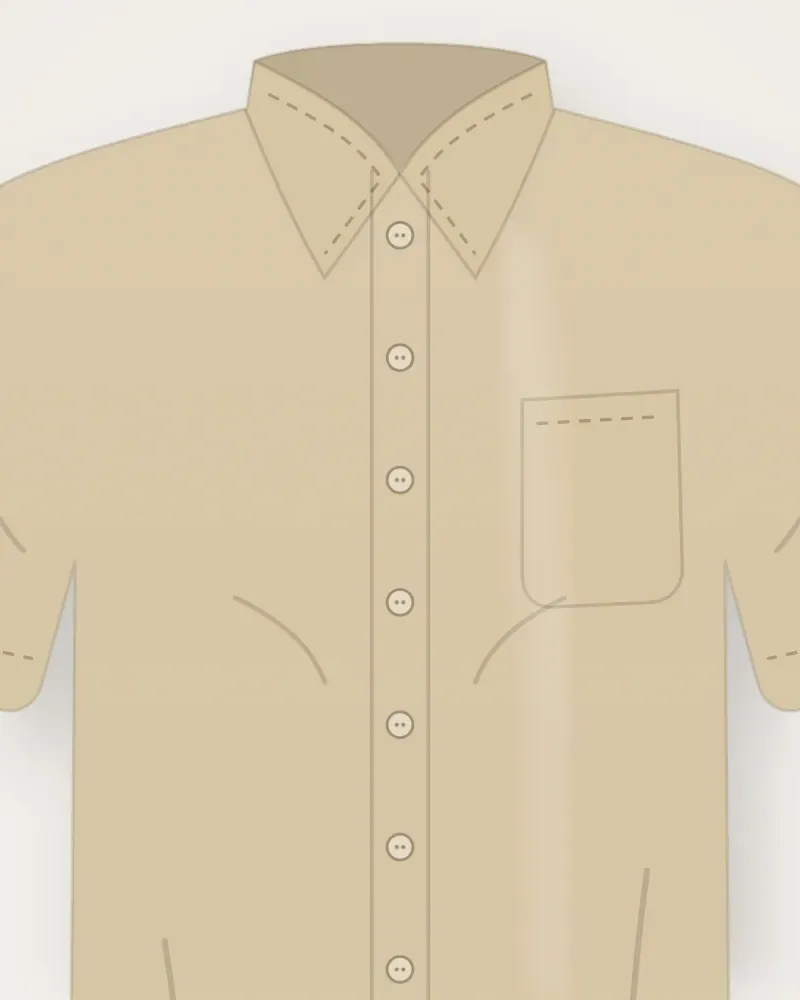 Kemeja Linen Lengan Pendek, Pasir, tampak dekat