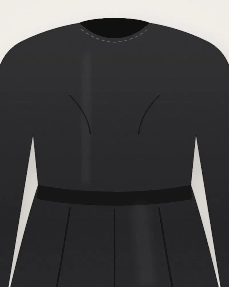 Gamis Polos, Hitam, tampak dekat