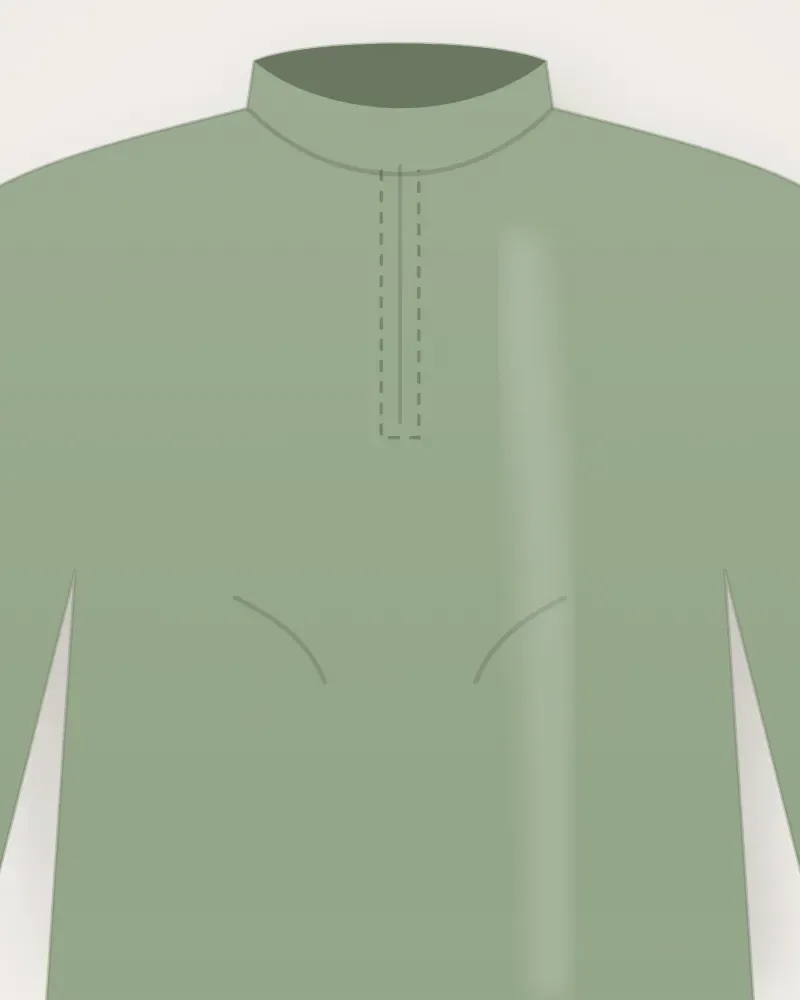 Tunik Linen, Hijau sage, tampak dekat