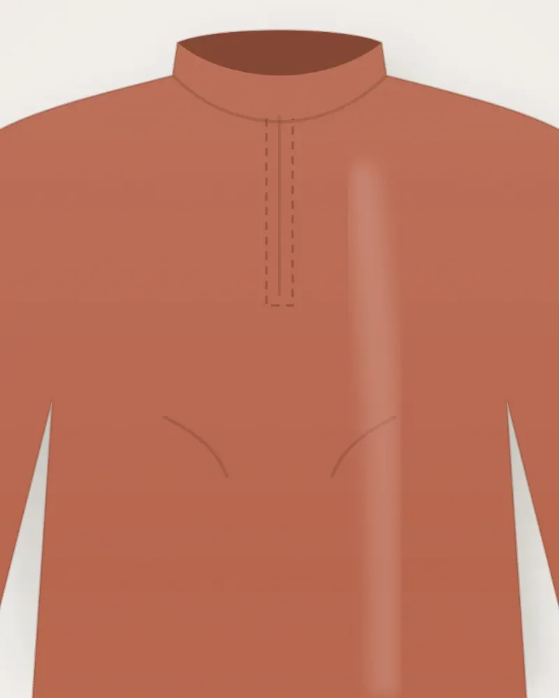 Tunik Linen, Terakota, tampak dekat