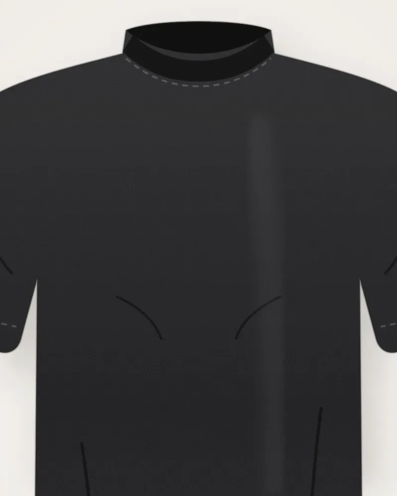 Kaos Santai, Hitam, tampak dekat