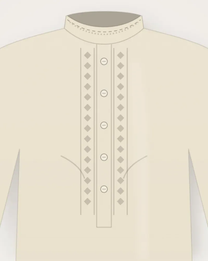 Kurta Koko Panjang, Krem, tampak dekat